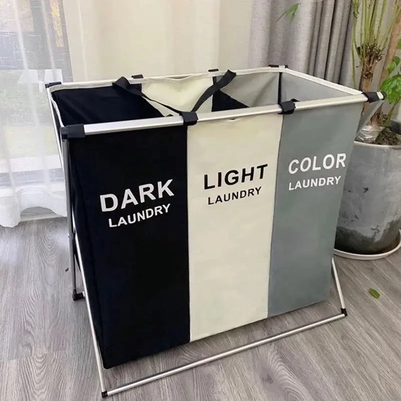 3-Grid Oxford Cloth Laundry Basket