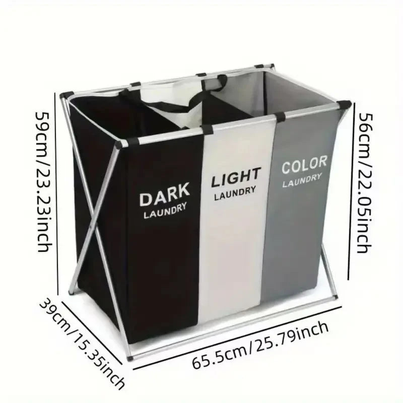 3-Grid Oxford Cloth Laundry Basket