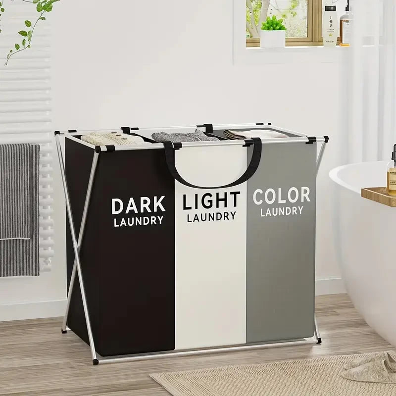 3-Grid Oxford Cloth Laundry Basket