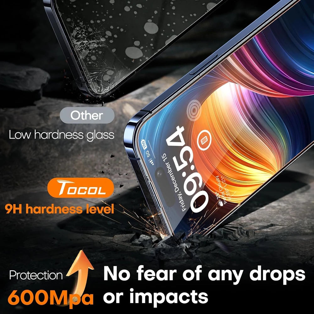 TOCOL Clear iPhone 15 Pro Screen Protector